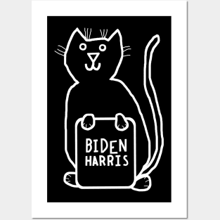 Minimal Cute Cat Biden Harris Supporter Posters and Art